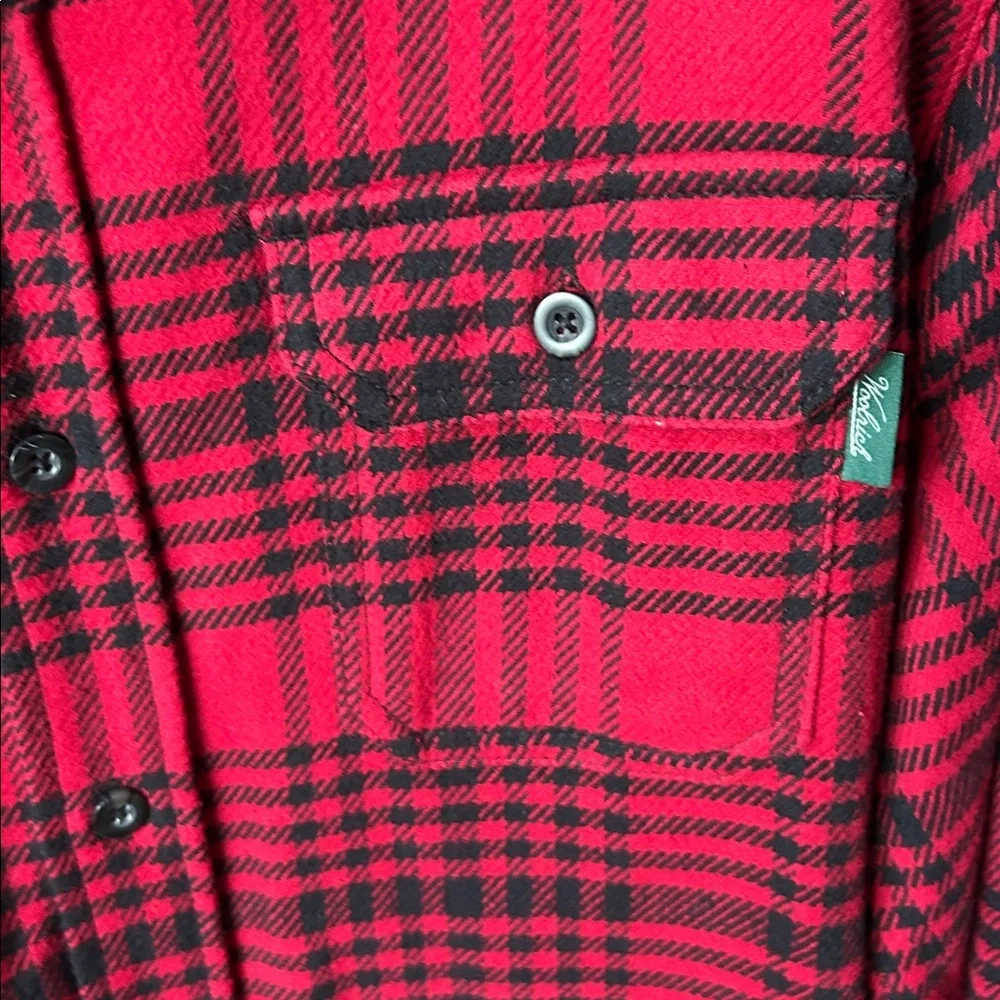 NWOT Woolrich Red‎ /Black Checkered Flannel Shirt Jacket /Pockets Men’s Size L